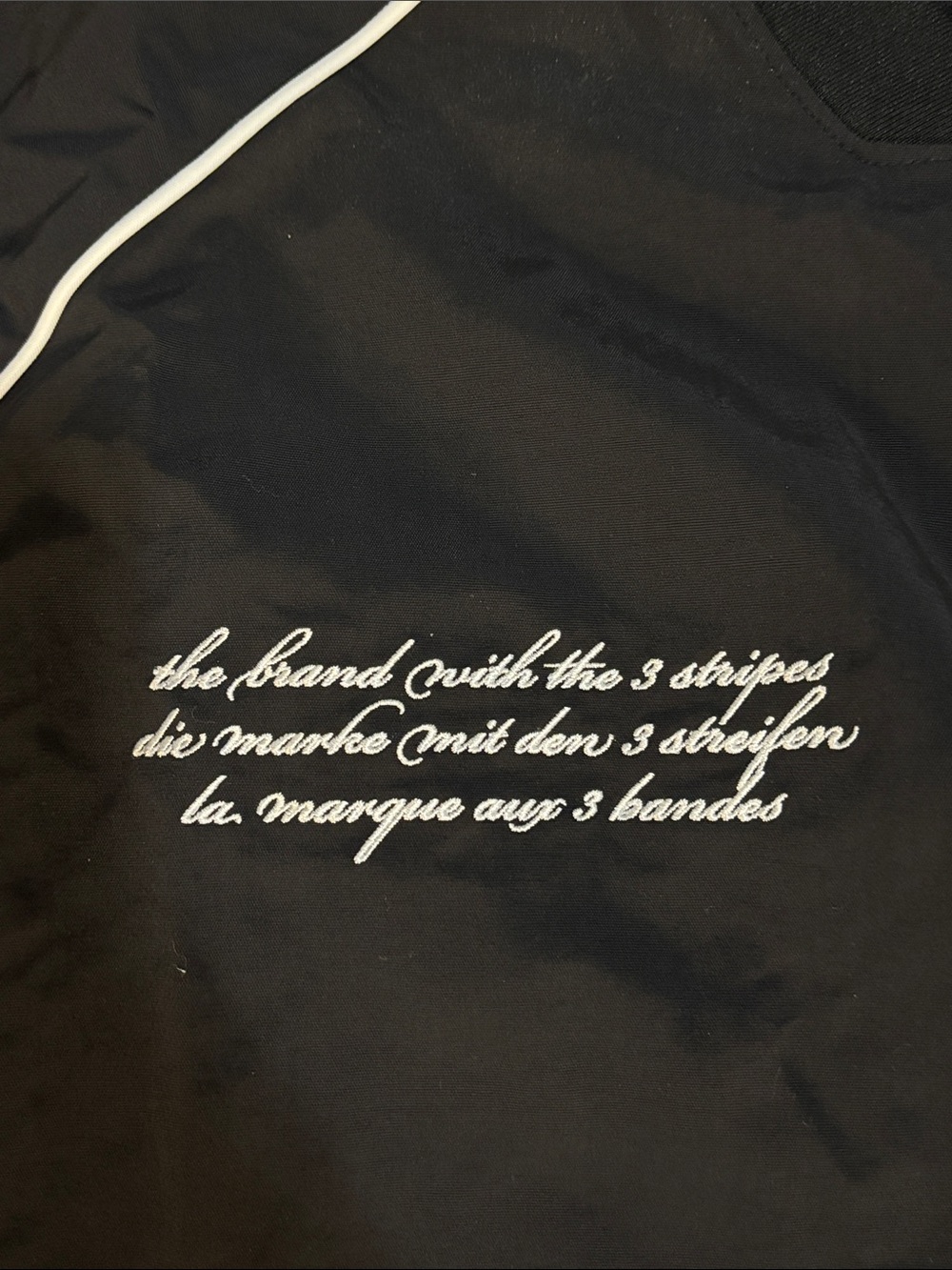 adidas Black Lightweight Pullover Jacket with White Piping - Picture 3 of 5